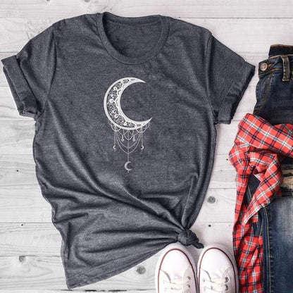 Cheky - Sun Moon Women Tshirt O-neck T Shirt Women Cotton Printed Camiseta Mujer Short Sleeve Tshirt