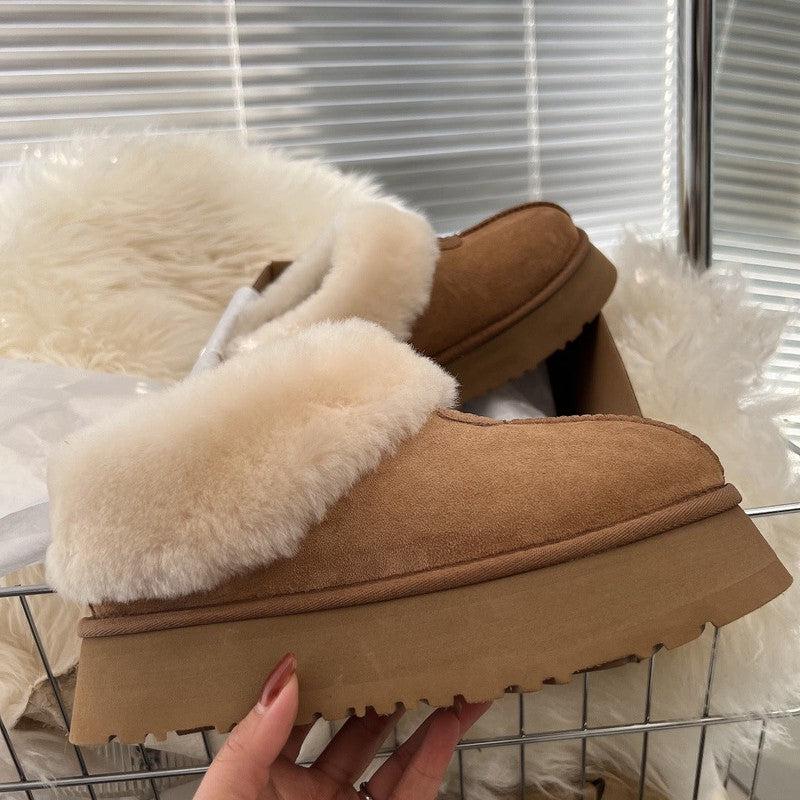 Cheky - Fur Integrated Platform Snow Boots Tarttt Short Tube Bread Shoes