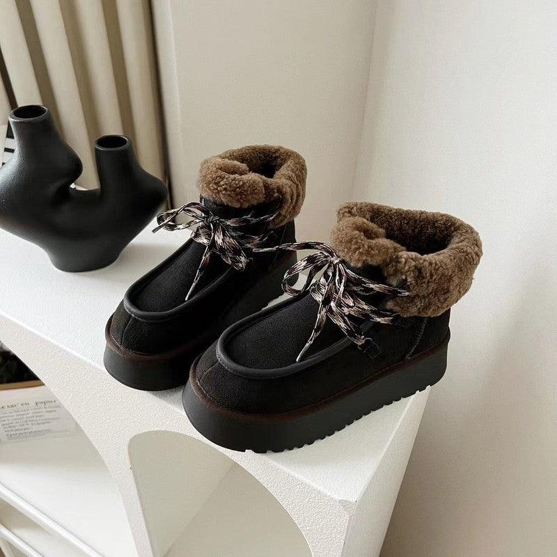 Cheky - Women's Thick Bottom Increased By Woolen Slipper And Thickened By Warm Snow Boots