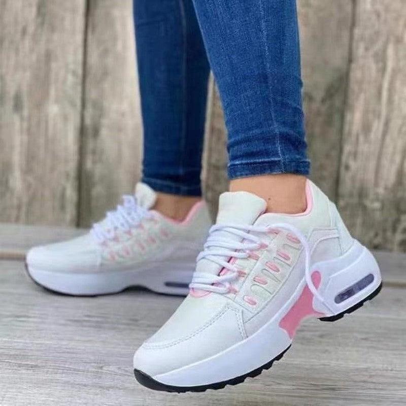 Cheky - Lace Up Sneakers Women Wedge Heel Running Sports Shoes