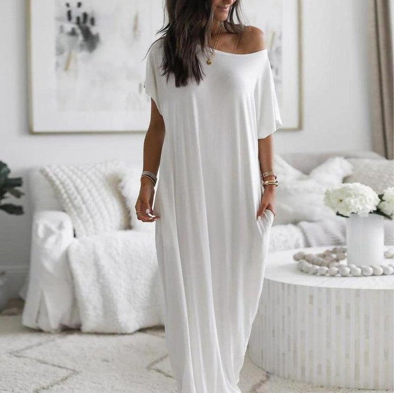 Cheky - Solid Color Homewear Long Dress