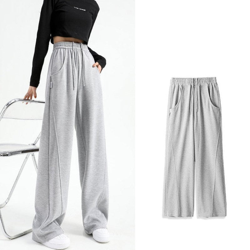 Cheky - Women's Fashion Casual High Waist Drooping Loose Straight Casual Sweatpants