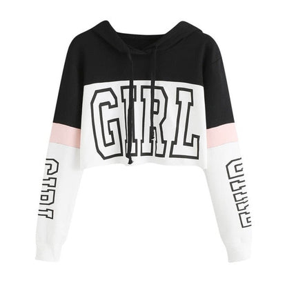 Cheky - Harajuku Hoodies Sweatshirt Women Streetwear Letter Crop Top Hoodie