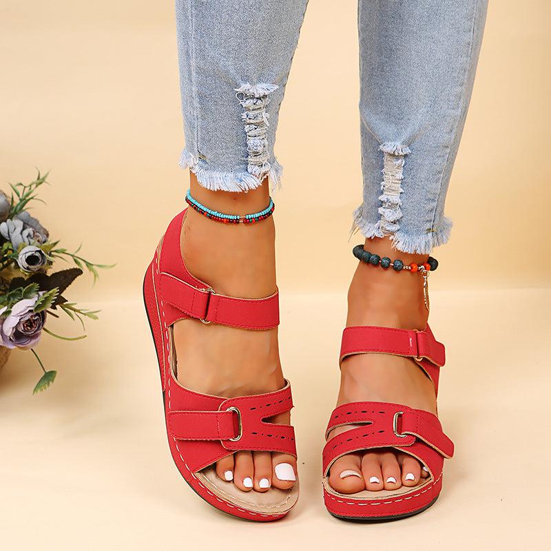 Cheky - Wedge Sandals Summer Velcro Platform Shoes Women