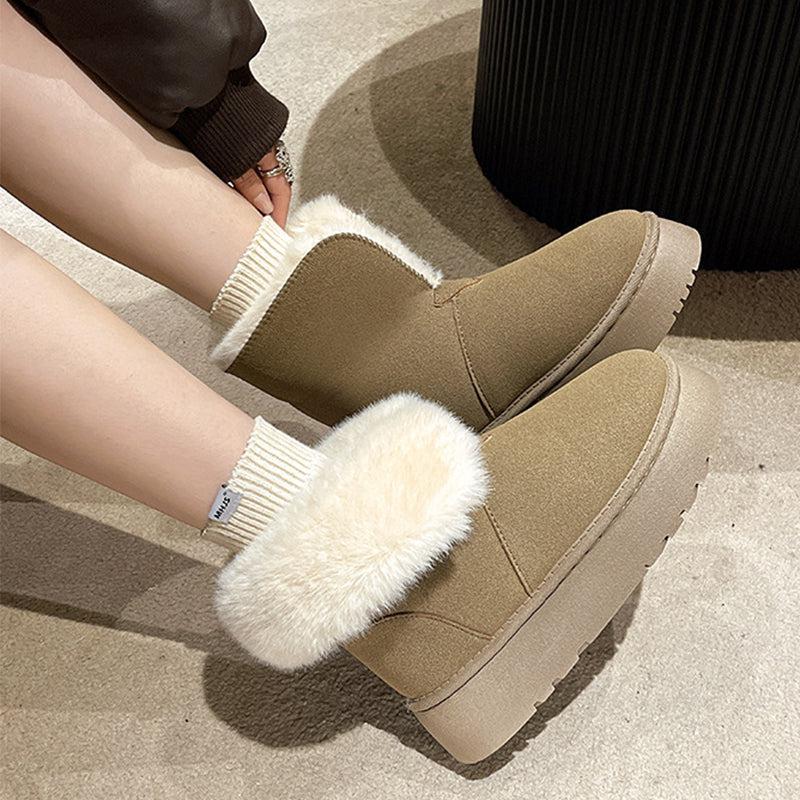 Cheky - Winter Warm Snow Boots New Fashion Foldable Fleece Cotton Shoes For Women Plus Velvet And Thickened Plush Ankle Boots