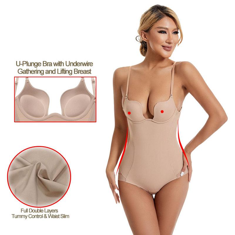 Cheky - Tight Suspender Jumpsuits Backless U-shaped Bra Shapewear Adjustable Breast Support Tummy Corset Womens Clothing For Party Wedding