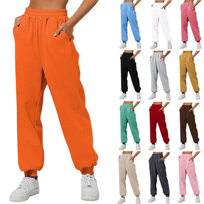 Cheky - Women's Trousers With Pockets High Waist Loose Jogging Sports Pants Comfortable Casual Sweatshirt Pants