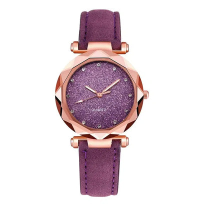 Cheky - Ladies Fashion Korean Rhinestone Rose Gold Quartz Watch Female Belt Watch Women's Watches Fashion Clock Watch Women Watches #vk