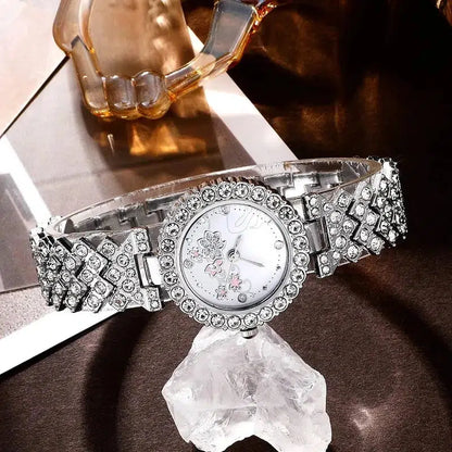 Cheky - Women Luxury Rhinestone Quartz Watch Hiphop Fashion Casual Analog Watches Jewelry Set Simple Ladies Wrist Watch Montre Femme