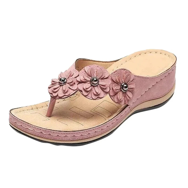 Cheky - Summer Flat Sandal for Women 5 Colors Sandales Multicolor Retro Flowers Flip-flops Women Slippers Sandalias Mujer Platform Shoes