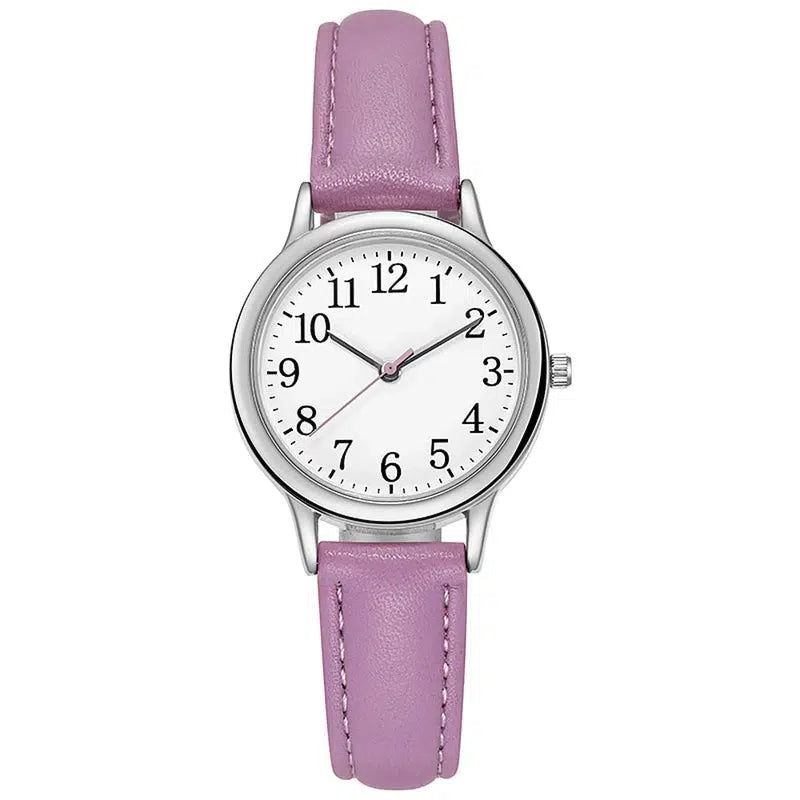 Cheky - Japan Movement Women Quartz Watch Easy to Read Arabic Numerals Simple Dial PU Leather Strap Lady Candy Color