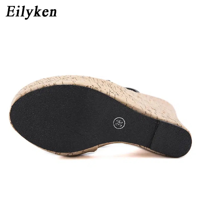 Cheky - Eilyken Designer High Heels Platform Wedges Women Slippers Summer Pinch Toe Slide Shoes Female Sandals Large Size 35-42