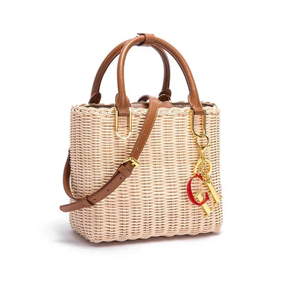 Cheky - Beach Vacation Handbag Women's Woven Handbag Summer New Handwoven Female Bag Leisure Rural Large Capacity Handbag