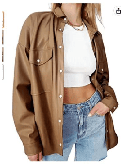 Cheky - Autumn And Winter Loose Casual Street Shooting Long-sleeved Motorcycle Leather Jacket Women