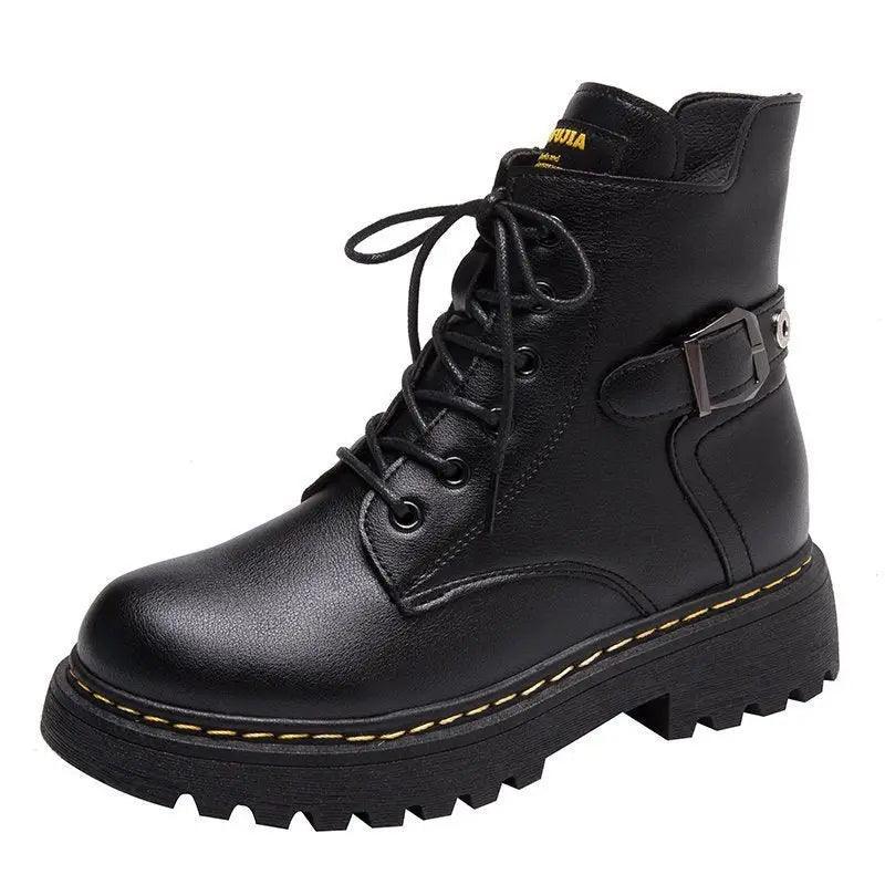 Cheky - British style Martin boots women thick-soled Harajuku black short boots