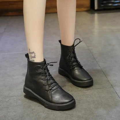 Cheky - Chic Cashmere-Lined Lace-Up Ankle Boots