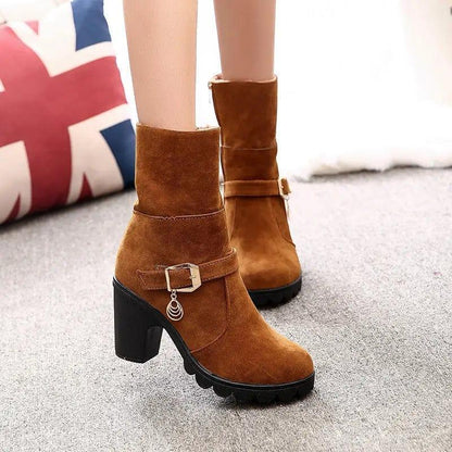 Cheky - Chic Mid-Rise Suede Snow Boots