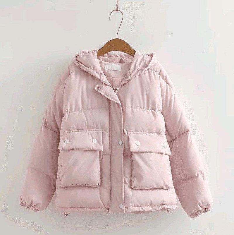 Cheky - Cute bear ears big pocket short coat coat winter thick warm