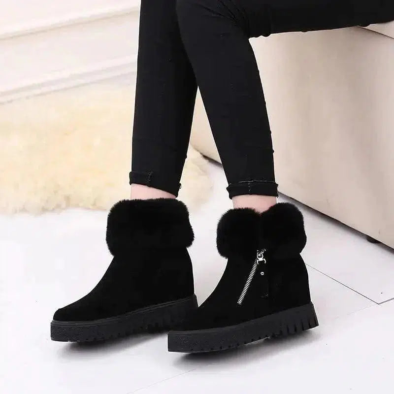 Cheky - Inner Heightening Snow Boots Women Short Hairy Short Boots