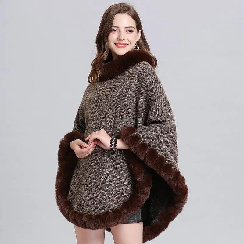 Cheky - Knit sweater cloak shawl coat women