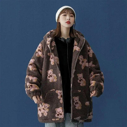 Cheky - Lamb fur bear cotton coat