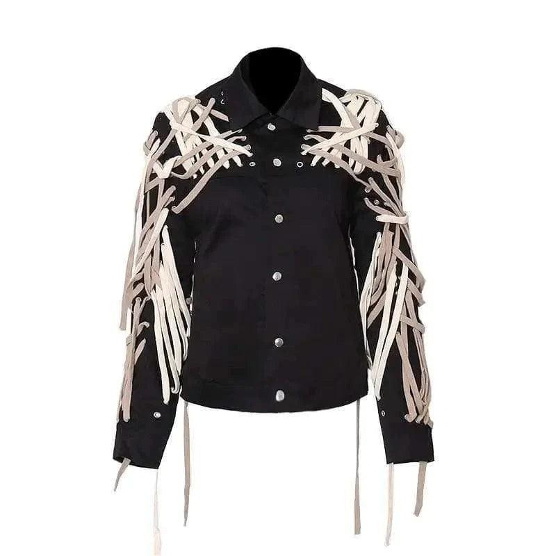 Cheky - Lapel Single Breasted Stereo Strapping Drawstring Jacket