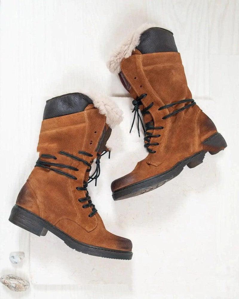 Cheky - Large Size Snow Boots Autumn And Winter New European And American Low-Heeled Thick-Heeled Knight Boots Women