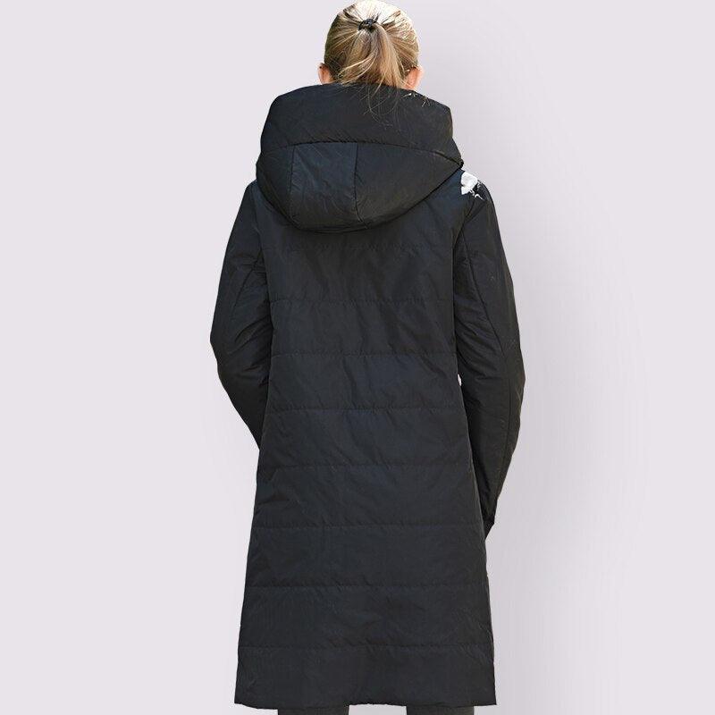 Cheky - Large Winter Jackets For Women Long Jacket Outdoor Black