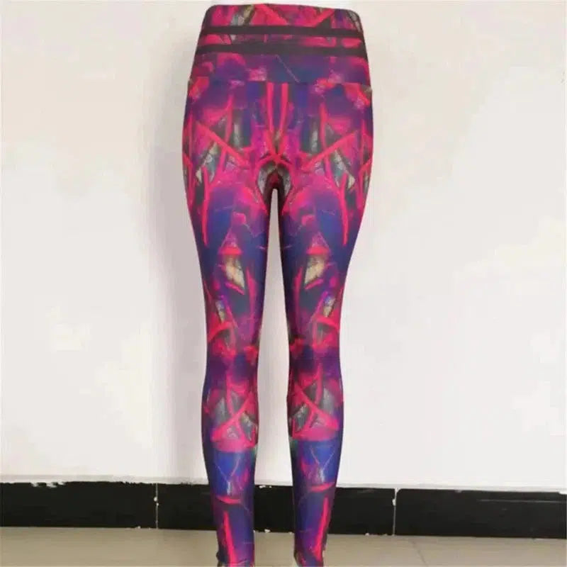 Cheky - Leaf print fitness yoga pants