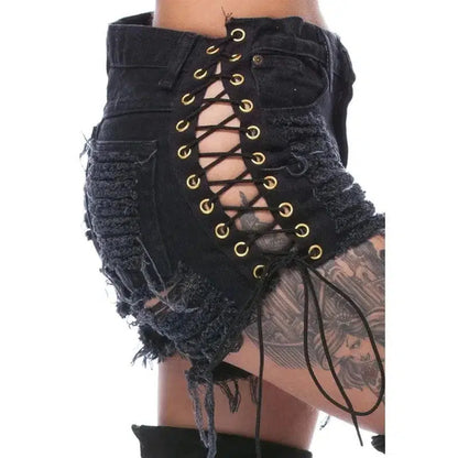 Cheky - GOTHIC RIPPED MINI JEAN SHORTS