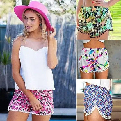 Cheky - Printed elastic waist shorts beach pants