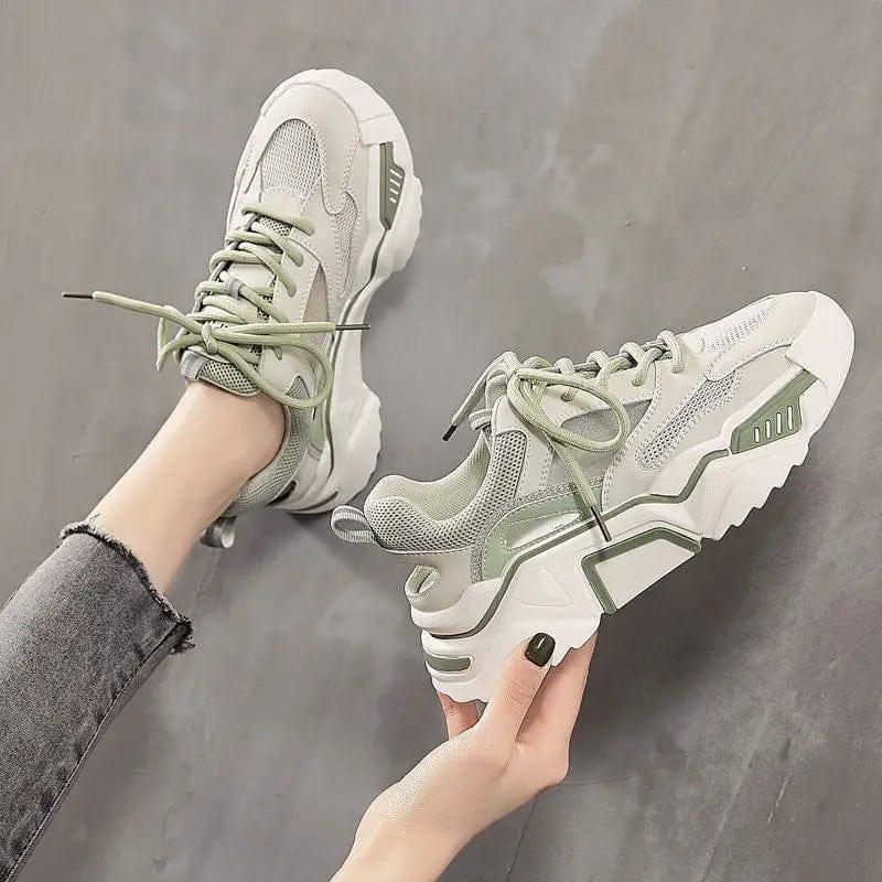 Cheky - Spring Women's Mesh Breathable Comfortable Sneakers Thick-soled Lace-up Increased Dad Shoes Casual Vulcanized Shoes Women