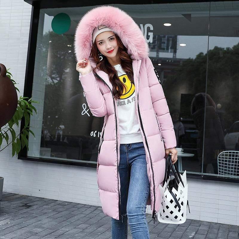 Cheky - The new cotton padded winter long big girls slim Korean fur