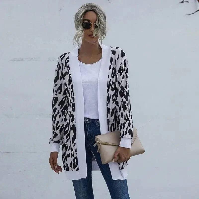 Cheky - Tie-dye Christmas Leopard Print Knitted Cardigan Jacket