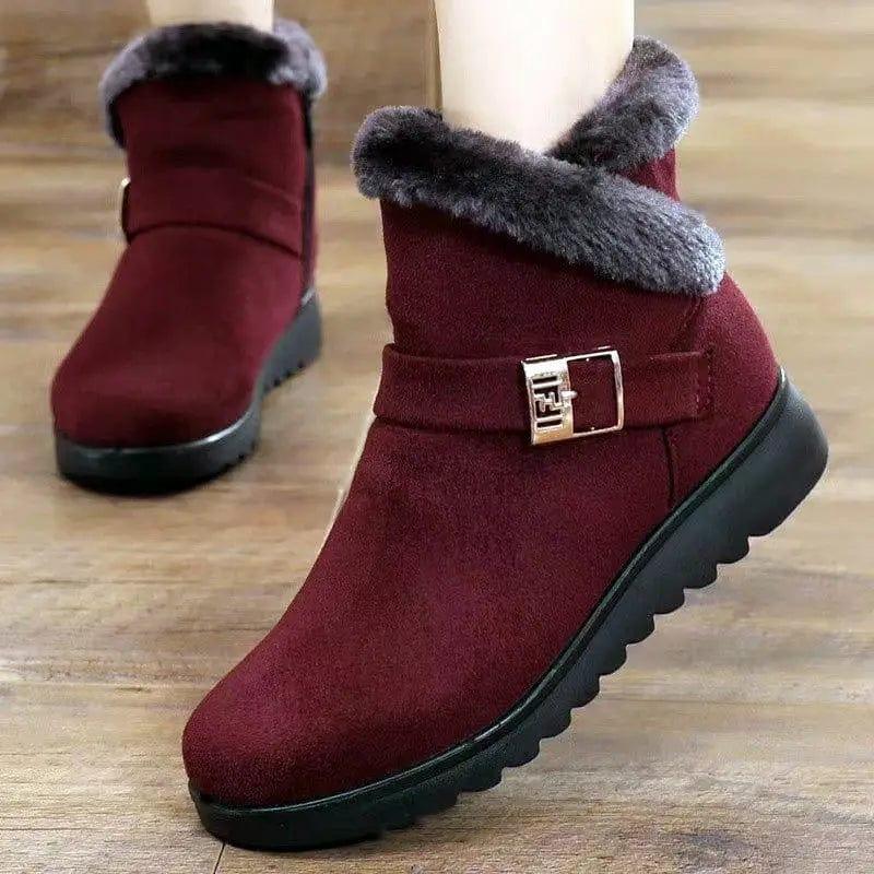 Cheky - Winter Boots Women Warm Plush Snow Boots Zipper Comfort Flats Shoes