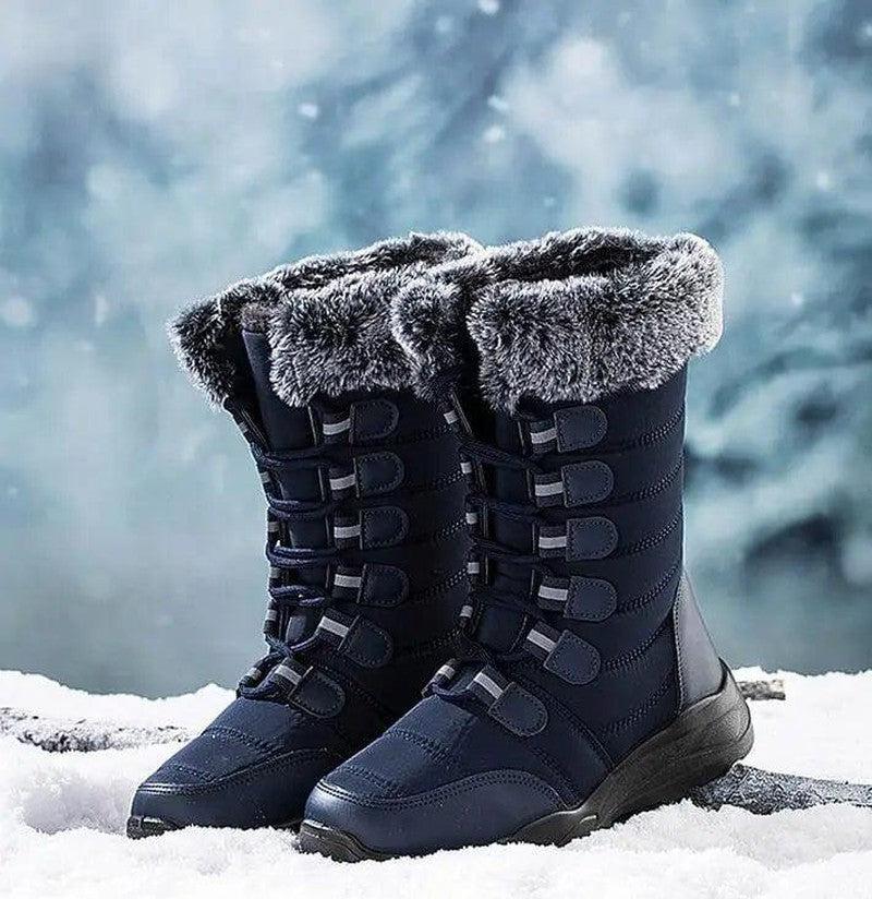 Cheky - Winter Snow Boots Lace-up Platform Boots Fuzzy Shoes Women